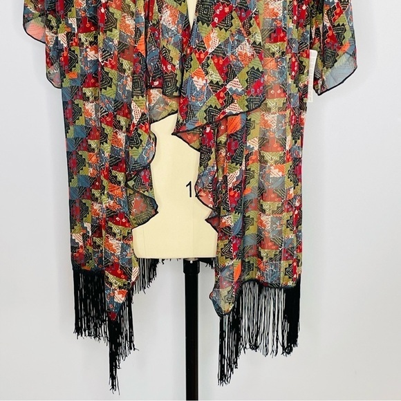LuLaRoe Monroe Kimono Fringe Layering Jacket Top- Size L (Fits sizes 14-24)- NWT - Picture 3 of 8